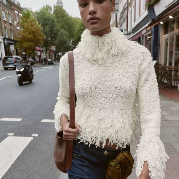 Zara Sweaters - Zara NWT fringe knit jumper sweater 4737/102
